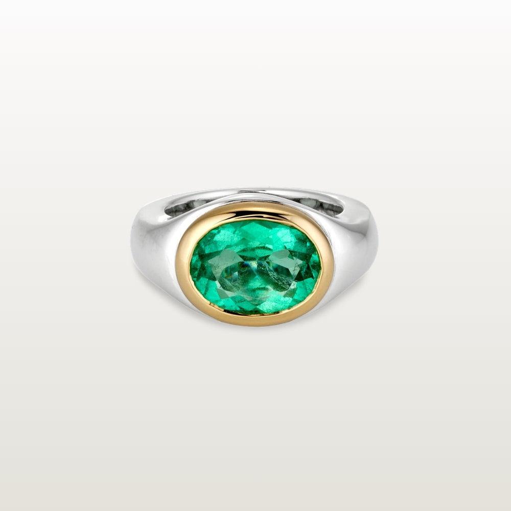 COLOMBIAN EMERALD JEAN SIGNET RING